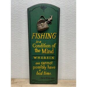 Vintage Big Sky Carvers Wisdom Boards Vertical Green Wood Fishing Wall Sign